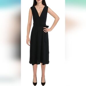 BCBG MAXAZRIA Crisscross Black Satin Dress Size Small